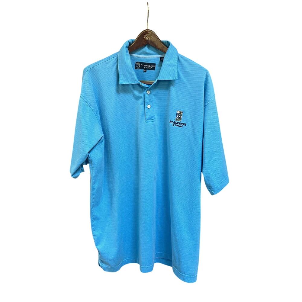 St. Andrews of Scotland Men's Golf Shirt Blue XXL